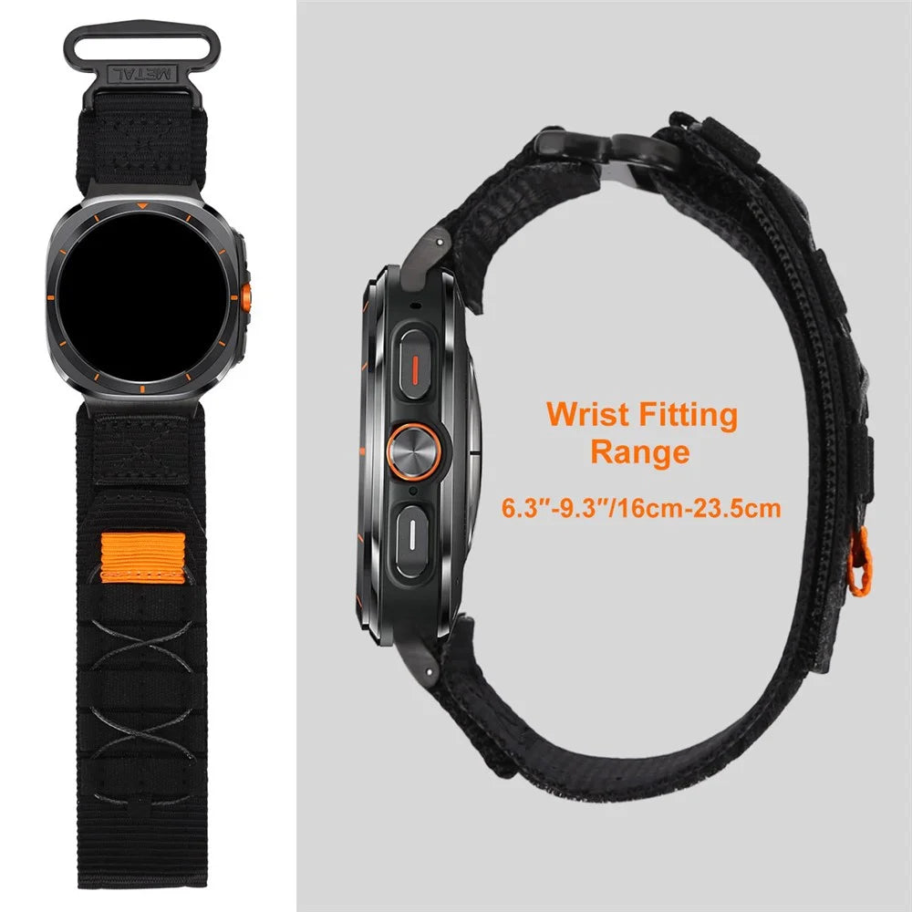 For Samsung Galaxy Watch Ultra2 47mm / Watch Ultra (2025) 47mm / Watch Ultra 47mm Nylon Magic Tape Watch Band Military Style Adjustable Strap - Black - 5
