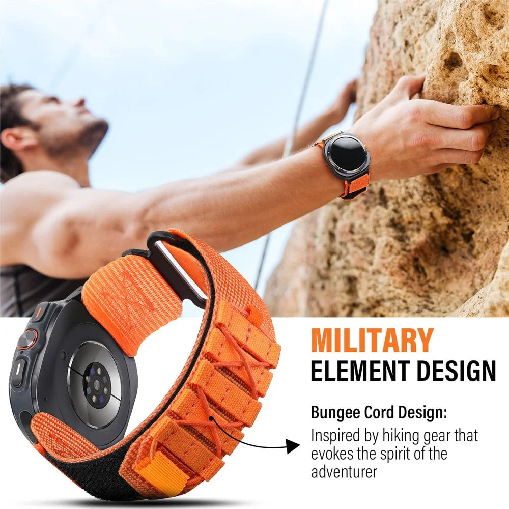 For Samsung Galaxy Watch Ultra2 47mm / Watch Ultra (2025) 47mm / Watch Ultra 47mm Nylon Magic Tape Watch Band Military Style Adjustable Strap - Black - 7
