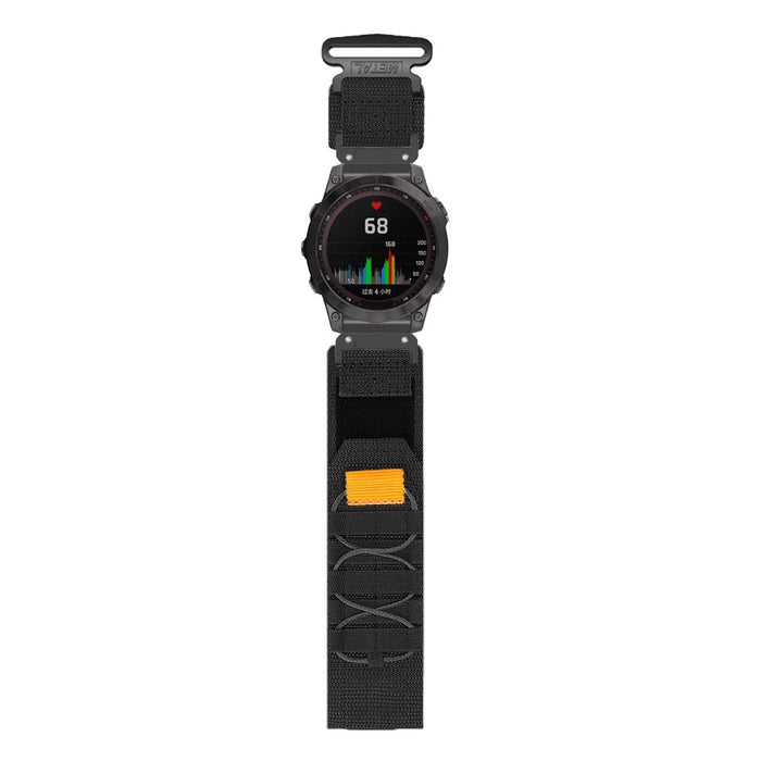 22mm Watch Band for Garmin Fenix 8 47mm / 7 / 6 / 5 Quick Release Nylon Magic Tape Strap - Black - 3