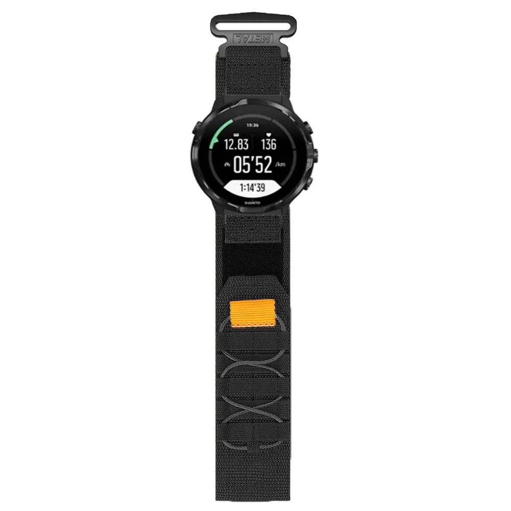 Adjustable Strap for Suunto Spartan HR Baro / Suunto 9 / 7 / D5i Military Style 24mm Nylon Magic Tape Watch Band - Black - 3