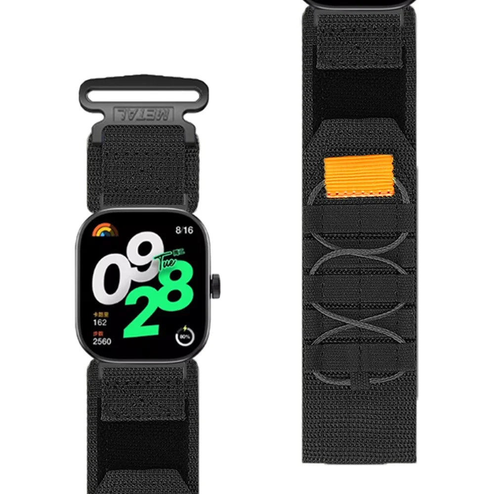Adjustable Strap for Xiaomi Smart Band 10 Pro / 9 Pro / 8 Pro / Redmi Watch 6 / 5 / 4 Nylon Magic Tape Watch Band - Black - 2