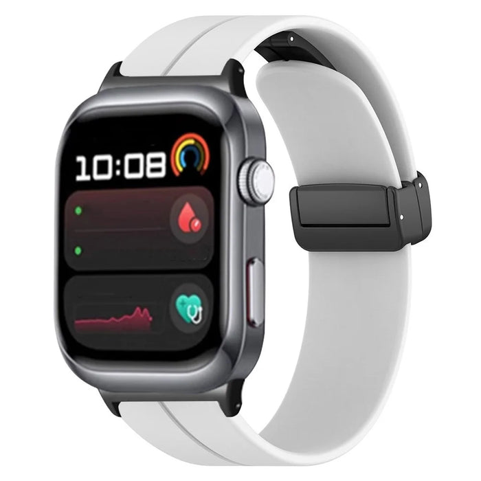 For Huawei Watch D2 Magnetic Folding Buckle Silicone Watch Strap Replacement Wristband - White - 3