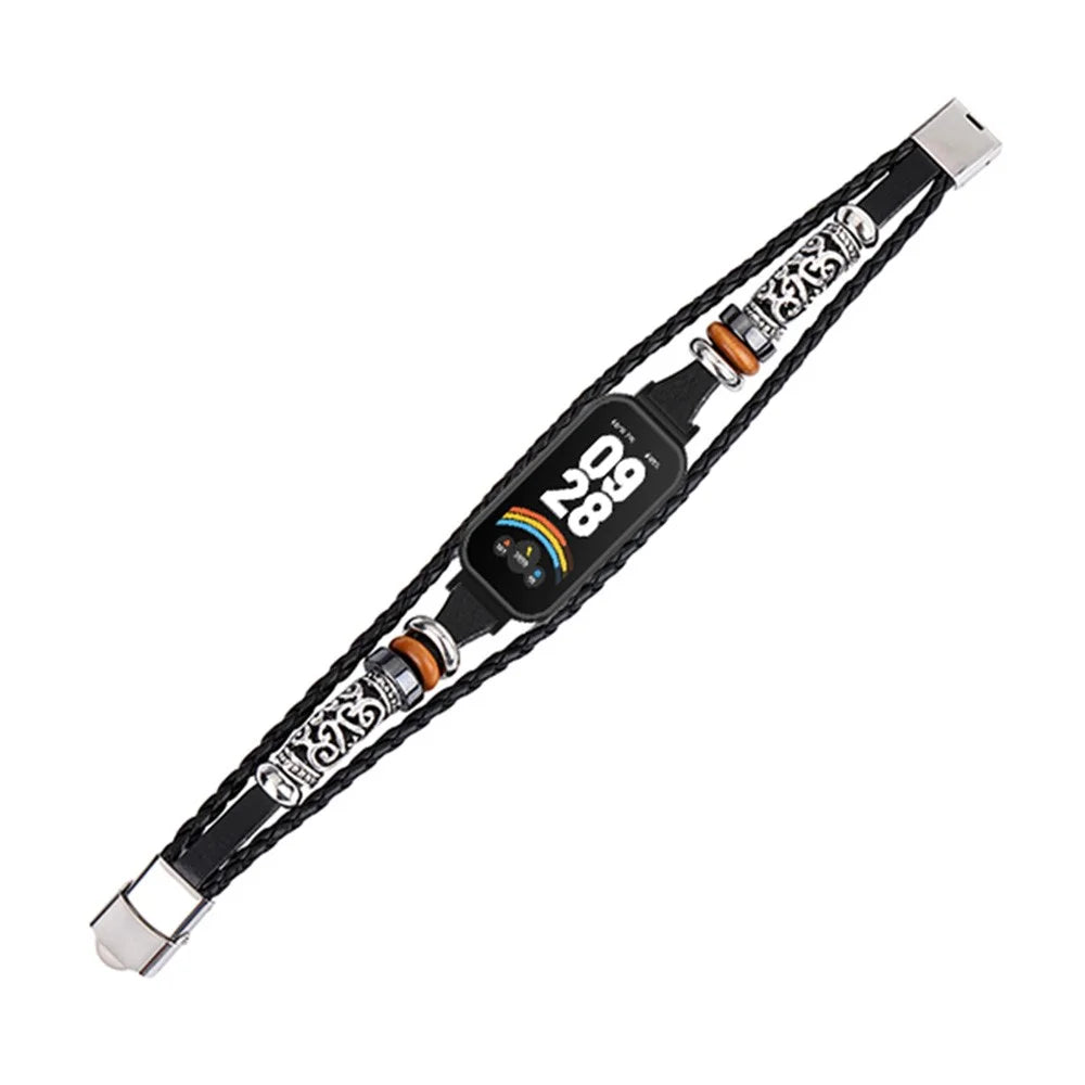 For Xiaomi Redmi Band 3  /  Smart Band 9 Active Beads Watch Strap Ethnic DIY Replacement Watch Band - Black - 4