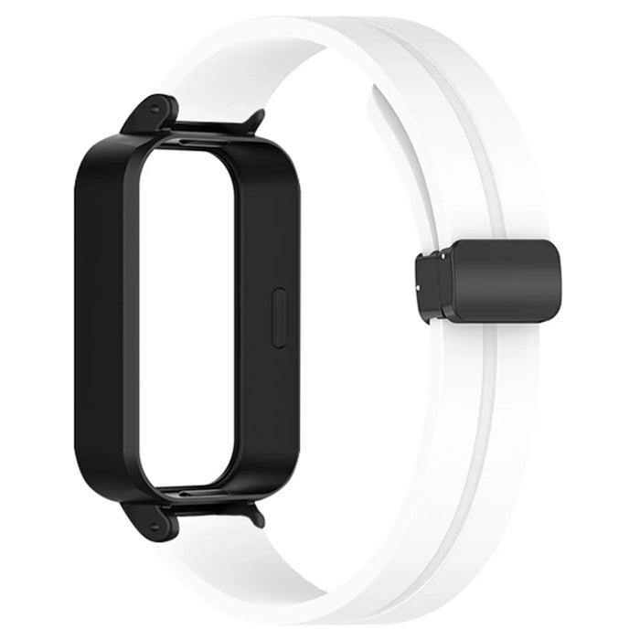 For Xiaomi Smart Band 9 Active  /  Redmi Band 3 Silicone Watch Band Magnetic Folding Buckle Wrist Strap - White - 3