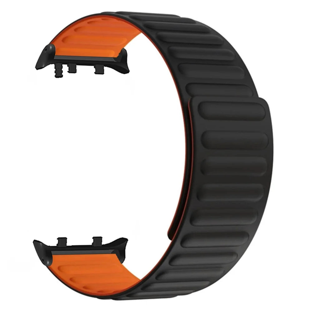 For Huawei Watch D2 Silicone Watch Band Magnetic Replacement Strap - Black  /  Orange - 2