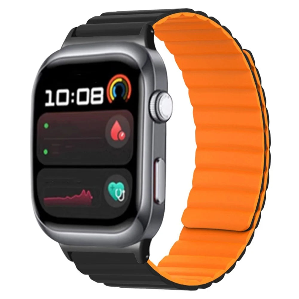 For Huawei Watch D2 Silicone Watch Band Magnetic Replacement Strap - Black  /  Orange - 3