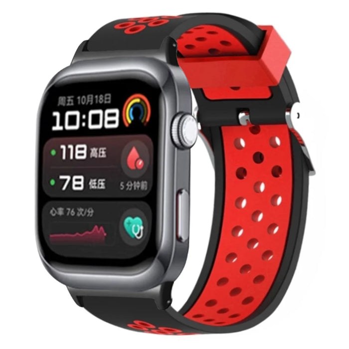For Huawei Watch D2 Silicone Watch Band Adjustable Breathable Replacement Strap - Black  /  Red - 2