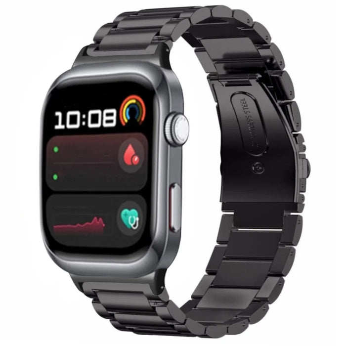 For Huawei Watch D2 Replacement Watch Strap Three-Bead Solid Stainless Steel Wrist Band - Black - 2