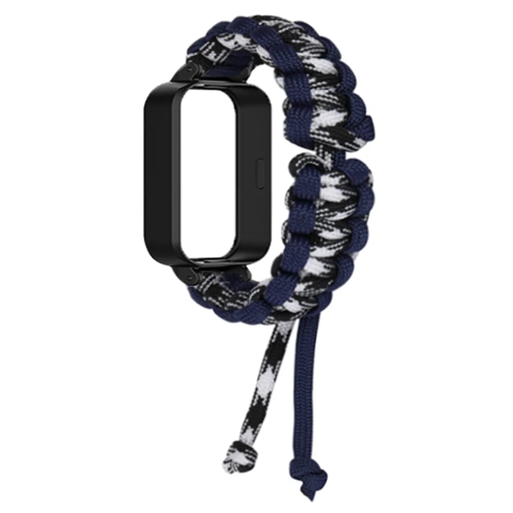 For Xiaomi Redmi Band 3 / Smart Band 9 Active Watch Band Adjustable Nylon Braided Strap with Watch Case - Navy Blue - 2