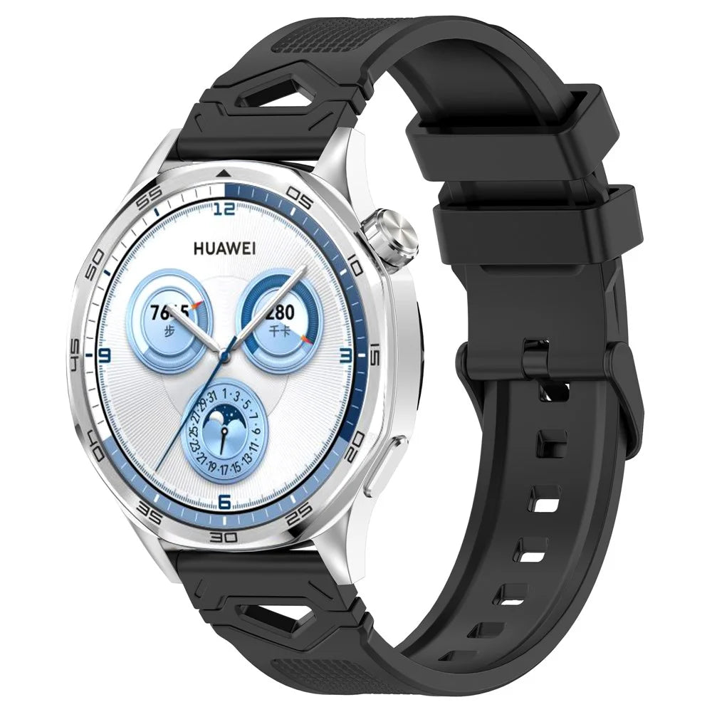22mm Universal Silicone Watch Band For Huawei Watch GT 5 Pro 46mm  /  GT 5 46mm  /  GT 4 46mm Dotted Texture Strap - Black - 4