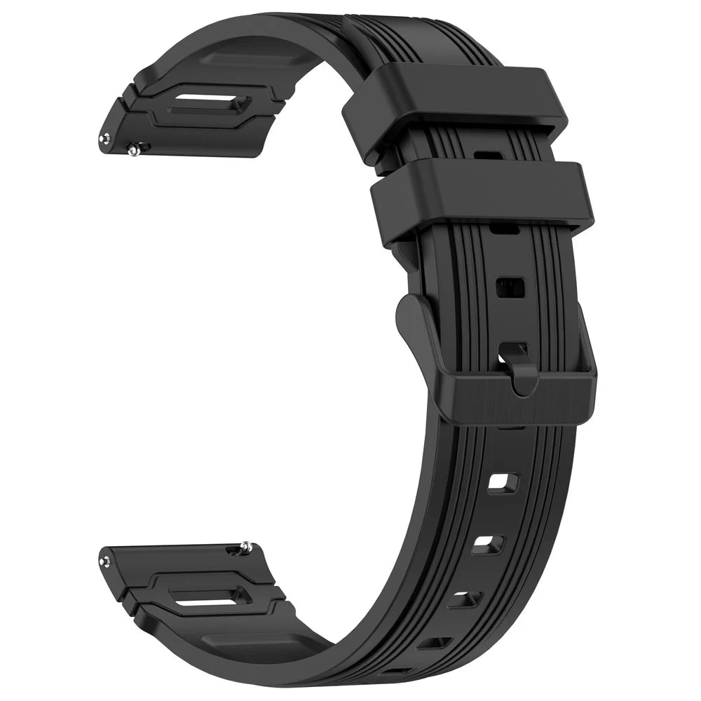 22mm Universal Silicone Watch Band For Huawei Watch GT 5 Pro 46mm  /  GT 5 46mm  /  GT 4 46mm Vertical Stripes Strap - Two Color  /  Black - 2
