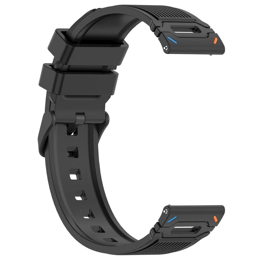 22mm Universal Silicone Watch Band For Huawei Watch GT 5 Pro 46mm  /  GT 5 46mm  /  GT 4 46mm Vertical Stripes Strap - Two Color  /  Black - 3