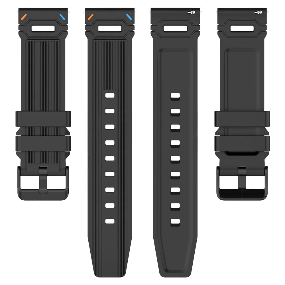 22mm Universal Silicone Watch Band For Huawei Watch GT 5 Pro 46mm  /  GT 5 46mm  /  GT 4 46mm Vertical Stripes Strap - Two Color  /  Black - 5