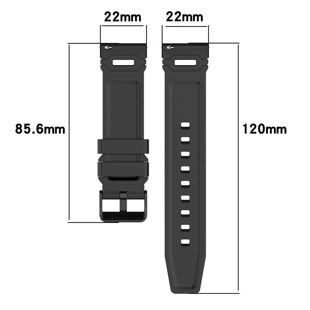 22mm Universal Silicone Watch Band For Huawei Watch GT 5 Pro 46mm  /  GT 5 46mm  /  GT 4 46mm Vertical Stripes Strap - Two Color  /  Black - 6