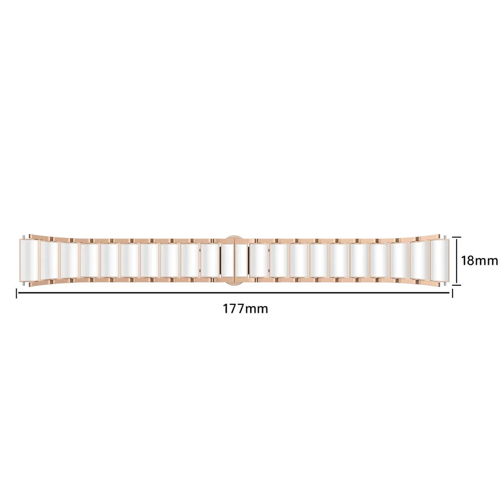 18mm Ceramic Metal Watch Band For Huawei Watch GT 5 Pro 42mm  /  GT 5 41mm  /  GT 4 41mm Quick Release Butterfly Clasp Strap - White  /  Rose Gold - 5