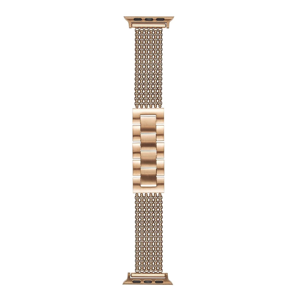 Metal Strap For Apple Watch Ultra 3 2 1 49mm / Series 11 10 46mm / 9 8 7 45mm / SE3 SE2 SE 6 5 4 44mm / 3 2 1 42mm , 6-Link Chain Stainless Steel Watch Band - Rose Gold - 1