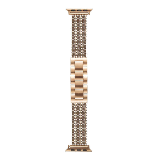 Metal Strap For Apple Watch Ultra 3 2 1 49mm / Series 11 10 46mm / 9 8 7 45mm / SE3 SE2 SE 6 5 4 44mm / 3 2 1 42mm , 6-Link Chain Stainless Steel Watch Band - Rose Gold - 1