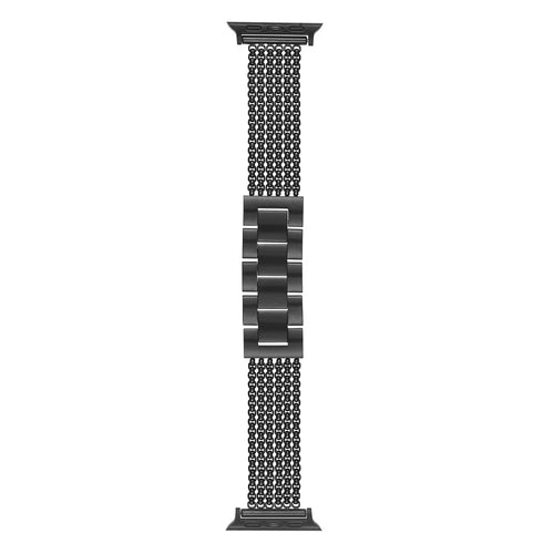 Metal Strap For Apple Watch Series 11 10 42mm / 9 8 7 41mm / SE3 SE2 SE 6 5 4 40mm / 3 2 1 38mm 6-Link Chain Stainless Steel Watch Band - Black - 1