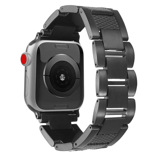 3-Bead Watch Strap for Apple Watch Series 11 10 42mm / 9 8 7 41mm / SE3 SE2 SE 6 5 4 40mm / 3 2 1 38mm Stainless Steel Wrist Band - Black - 1