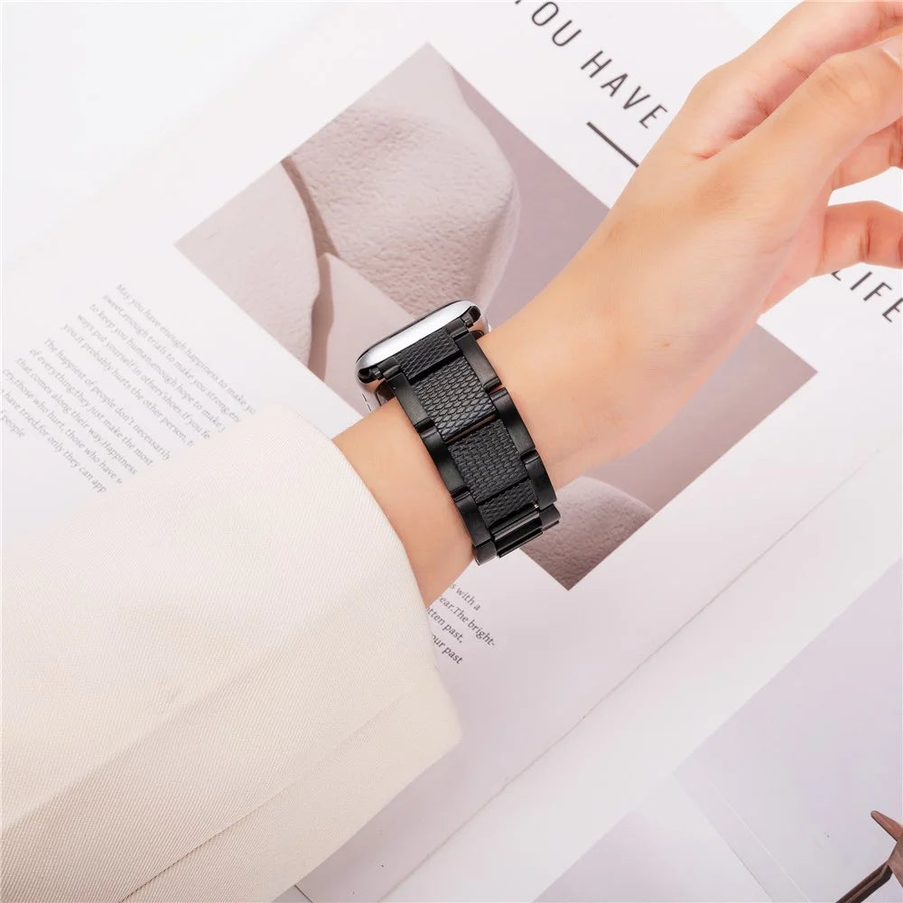 3-Bead Watch Strap for Apple Watch Series 11 10 42mm / 9 8 7 41mm / SE3 SE2 SE 6 5 4 40mm / 3 2 1 38mm Stainless Steel Wrist Band - Black - 5