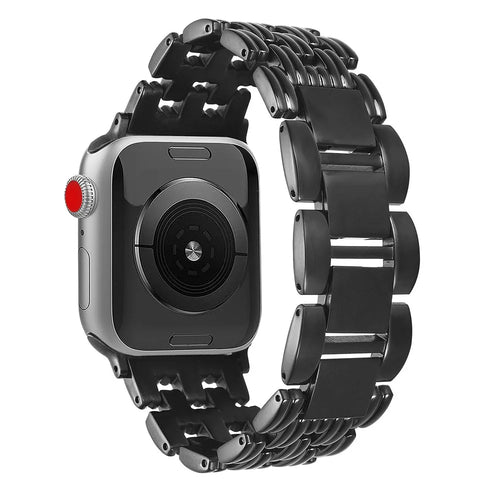 5-Bead Stripe Watch Strap for Apple Watch Ultra 3 2 1 49mm / Series 11 10 46mm / 9 8 7 45mm / SE3 SE2 SE 6 5 4 44mm / 3 2 1 42mm Stainless Steel Wrist Band - Black - 1