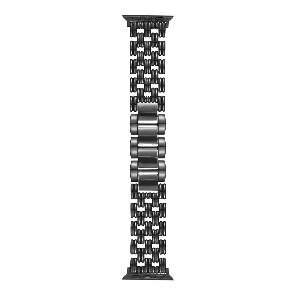 5-Bead Stripe Watch Strap for Apple Watch Series 11 10 42mm / 9 8 7 41mm / SE3 SE2 SE 6 5 4 40mm / 3 2 1 38mm Stainless Steel Wrist Band - Black - 2