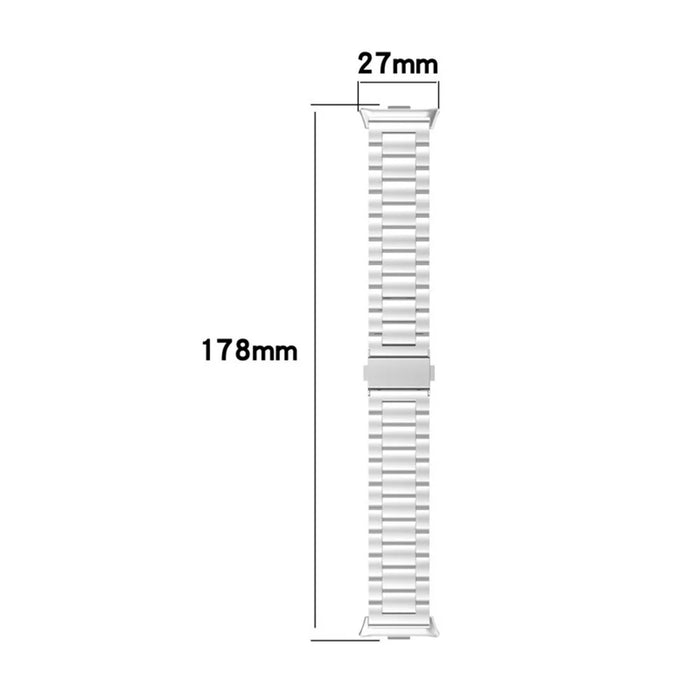 For vivo Watch GT Strap Replacement 3-Bead Silver Metal Watch Band - 6