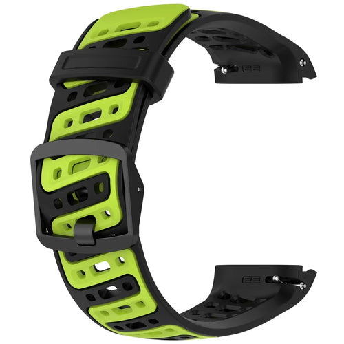 For Coros Pace Pro Silicone Watch Band 22mm Width Adjustable Strap - Black + Green - 1