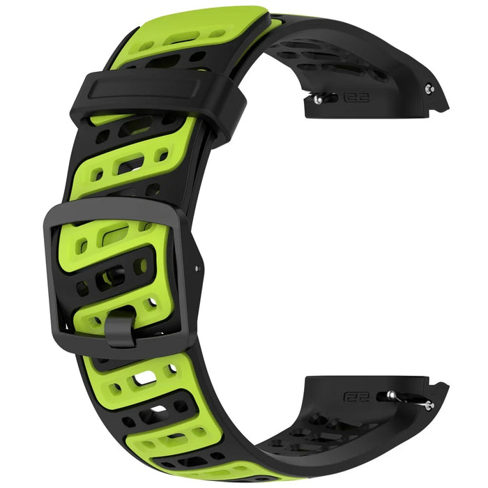 For Coros Pace Pro Silicone Watch Band 22mm Width Adjustable Strap - Black + Green - 1