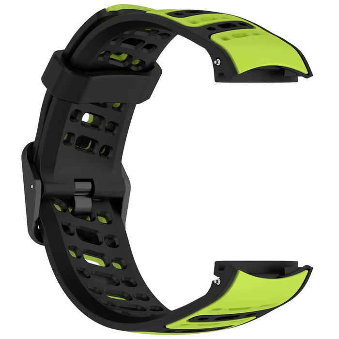 For Coros Pace Pro Silicone Watch Band 22mm Width Adjustable Strap - Black + Green - 2