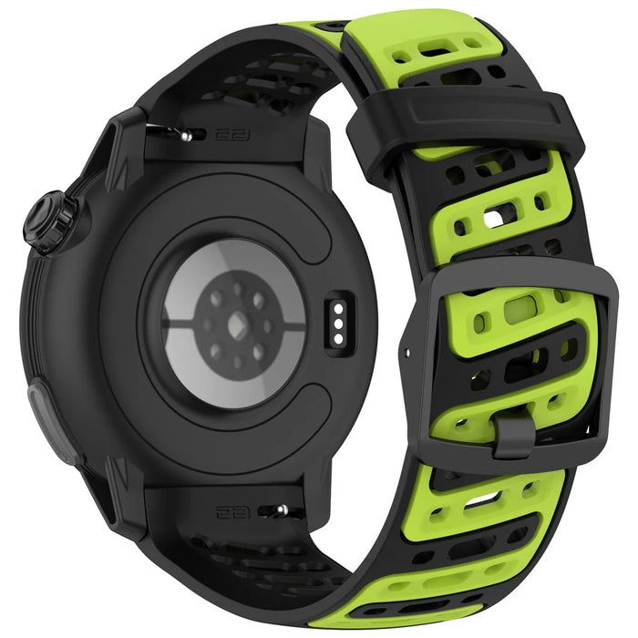 For Coros Pace Pro Silicone Watch Band 22mm Width Adjustable Strap - Black + Green - 3