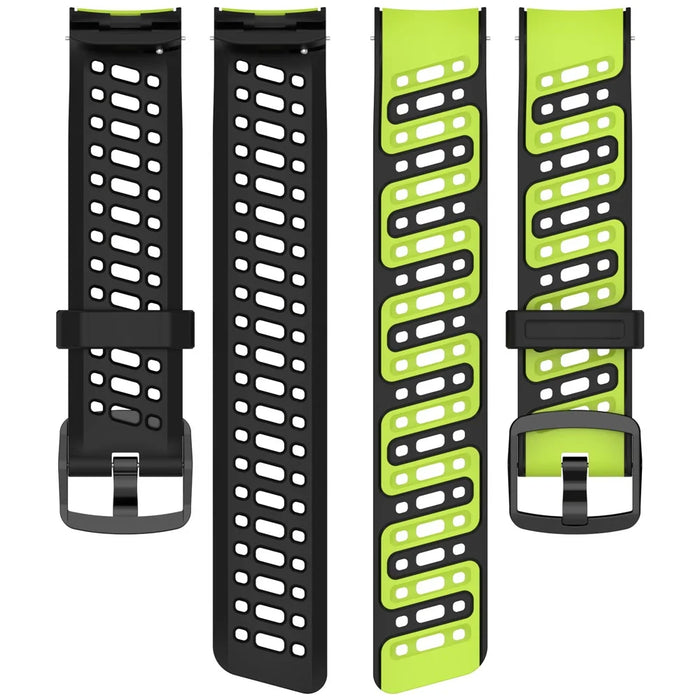 For Coros Pace Pro Silicone Watch Band 22mm Width Adjustable Strap - Black + Green - 5