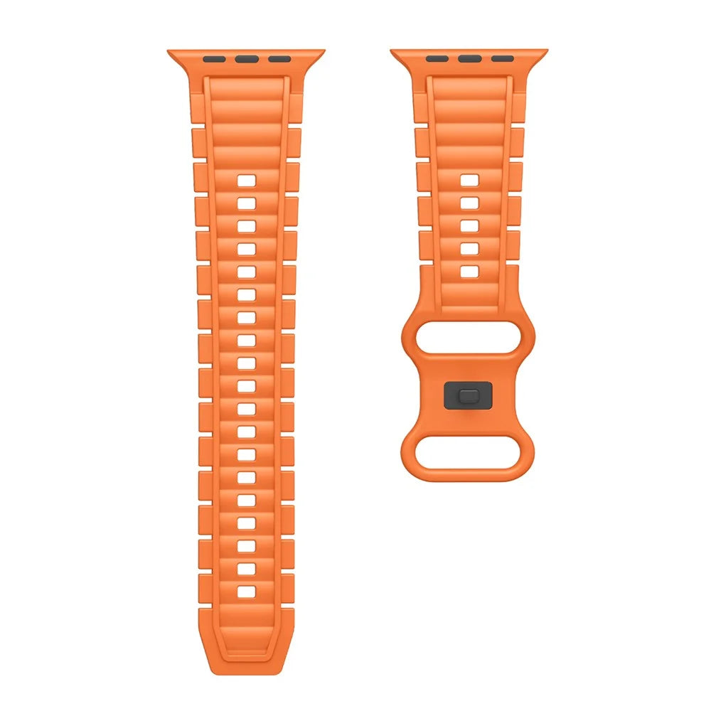 Silicone Watch Band for Apple Watch Series 11 10 42mm / 9 8 7 41mm / SE3 SE2 SE 6 5 4 40mm / 3 2 1 38mm 8-Shaped Buckle Wrist Strap - Orange - 1
