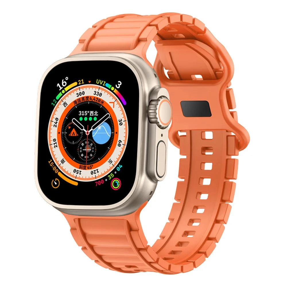 Silicone Watch Band for Apple Watch Series 11 10 42mm / 9 8 7 41mm / SE3 SE2 SE 6 5 4 40mm / 3 2 1 38mm 8-Shaped Buckle Wrist Strap - Orange - 4