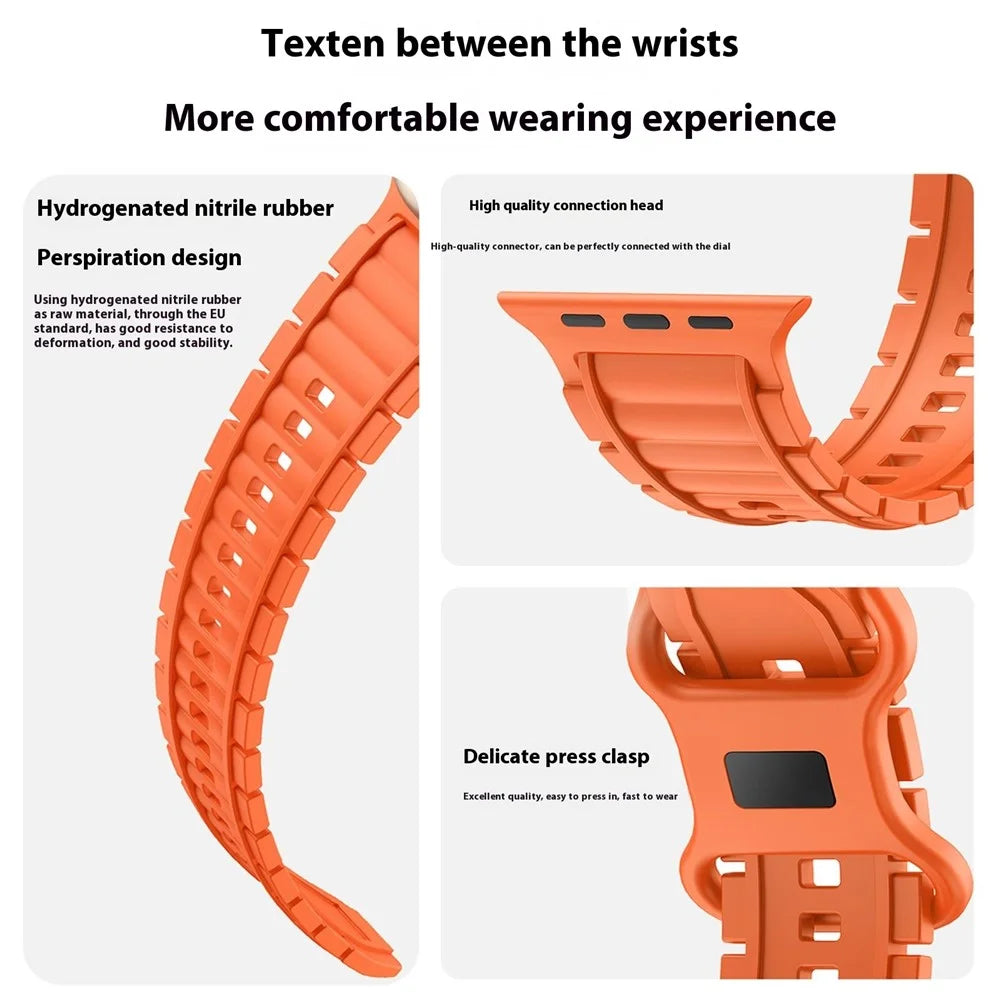 Silicone Watch Band for Apple Watch Series 11 10 42mm / 9 8 7 41mm / SE3 SE2 SE 6 5 4 40mm / 3 2 1 38mm 8-Shaped Buckle Wrist Strap - Orange - 5