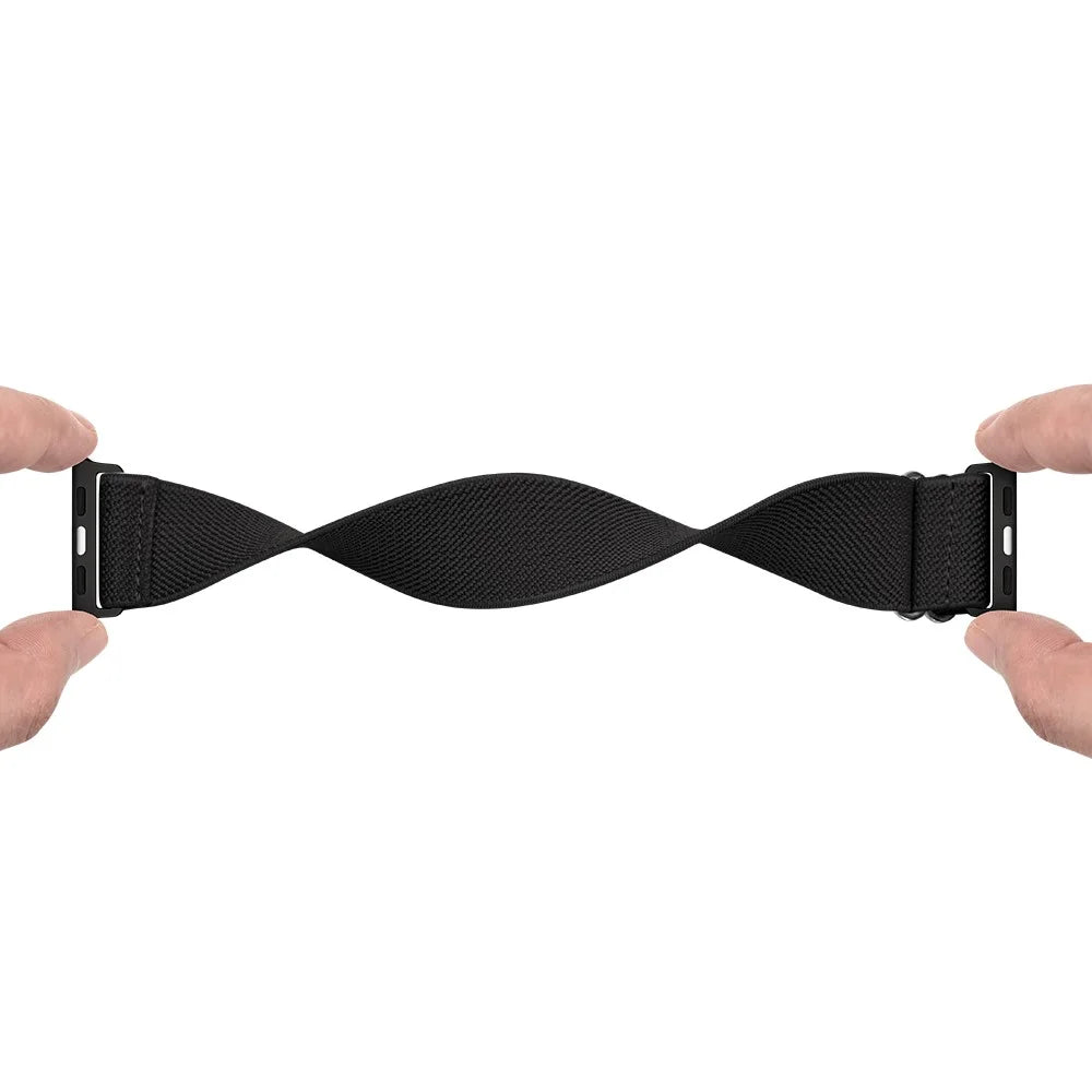 Adjustable Woven Polyester Watchband Wrist Strap Replacement for Apple Watch Series 11 10 42mm / 9 8 7 41mm / SE3 SE2 SE 6 5 4 40mm / 3 2 1 38mm  -  Black - 3