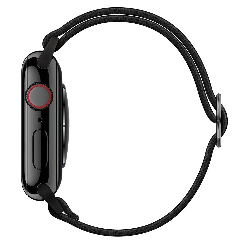 Adjustable Woven Polyester Watchband Wrist Strap Replacement for Apple Watch Series 11 10 42mm / 9 8 7 41mm / SE3 SE2 SE 6 5 4 40mm / 3 2 1 38mm  -  Black - 5