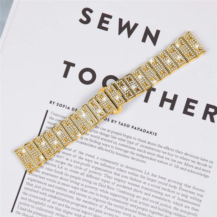 For Samsung Galaxy Watch 46mm Watch Band Alloy Metal Rhinestones Decor Strap with Butterfly Clasp - Gold - 5