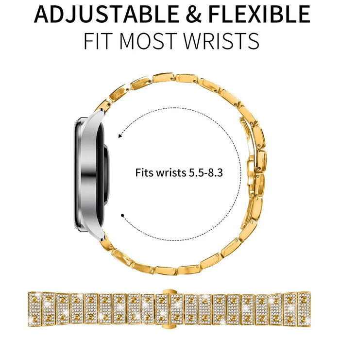 For Samsung Galaxy Watch 46mm Watch Band Alloy Metal Rhinestones Decor Strap with Butterfly Clasp - Gold - 6