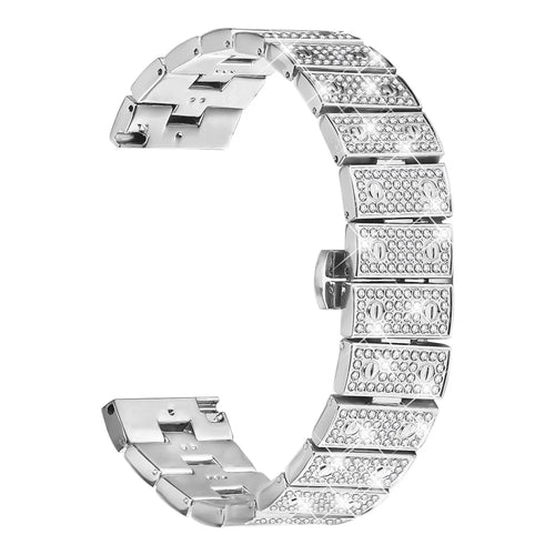 For Huawei Watch GT 2 Pro Watch Band Alloy Metal Rhinestones Decor Strap with Butterfly Clasp - Silver - 1