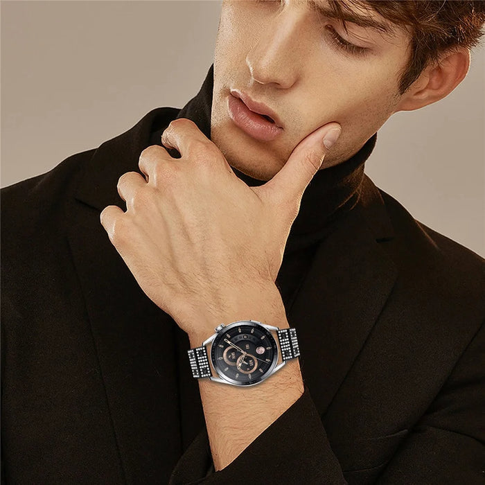 For Honor Watch Magic Band Alloy Metal Rhinestones Decor Watch Strap with Butterfly Clasp - Black - 3