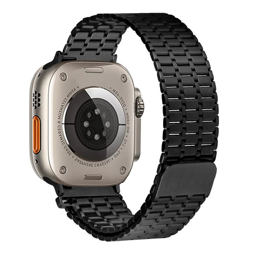 Bulk Purchasing Magnetic Band for Apple Watch Ultra 3 2 1 49mm / Series 11 10 46mm / 9 8 7 45mm / SE3 SE2 SE 6 5 4 44mm / 3 2 1 42mm 7 Bead Metal Watch Strap - Black - 1