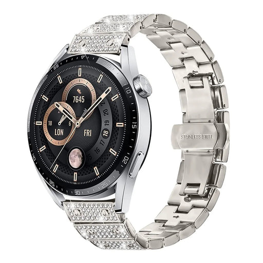 For Haylou GST (LS09B) Watch Band Alloy Metal Rhinestones Decor Strap with Butterfly Clasp - Starlight - 2
