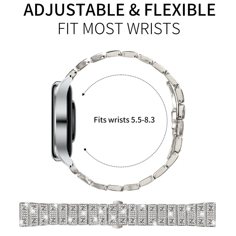For Haylou GST (LS09B) Watch Band Alloy Metal Rhinestones Decor Strap with Butterfly Clasp - Starlight - 6