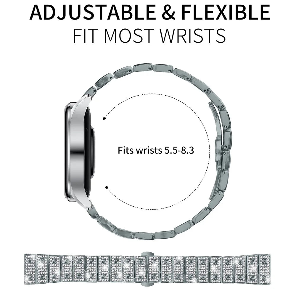 For Garmin Venu 3 Watch Band Alloy Metal Rhinestones Decor Strap with Butterfly Clasp - Titanium - 6