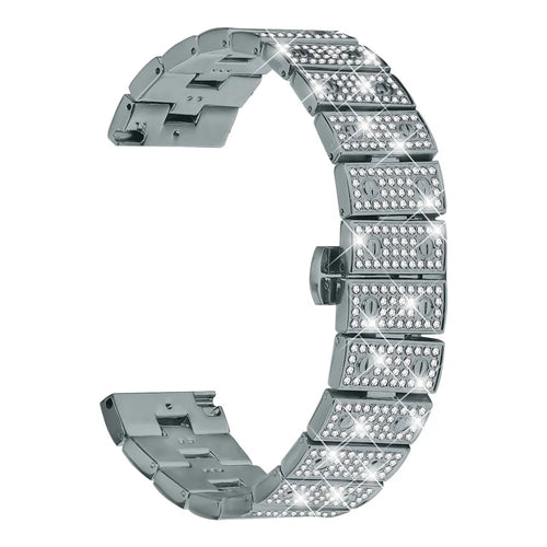 For Garmin Venu 2 Watch Band Alloy Metal Rhinestones Decor Strap with Butterfly Clasp - Titanium - 1