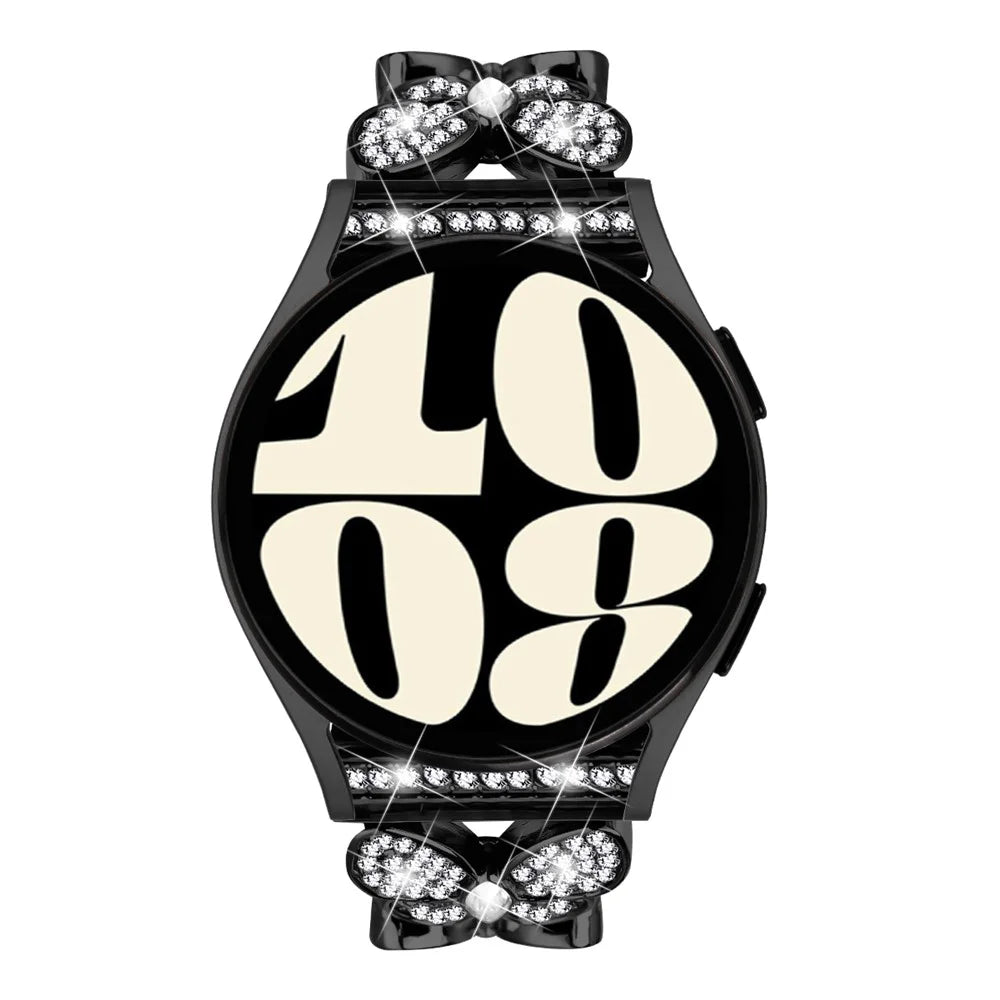 For Samsung Galaxy Watch 46mm Band Butterfly Rhinestones Decor Alloy Metal Watch Strap - Black - 3