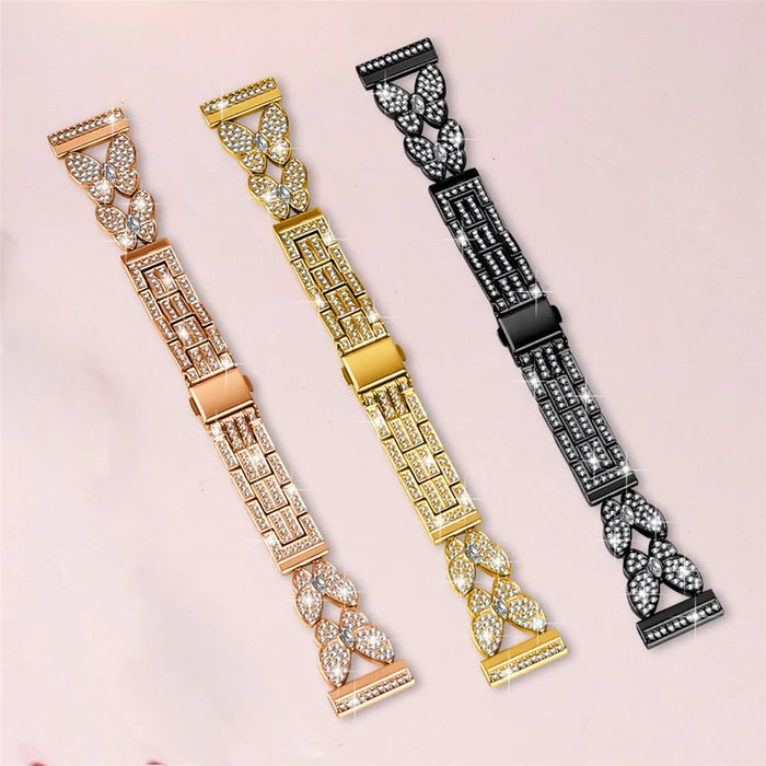 For Huawei Watch GT 3 Pro 46mm Band Butterfly Rhinestones Decor Alloy Metal Watch Strap - Black - 5