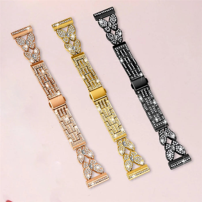 For Honor Watch Magic Band Butterfly Rhinestones Decor Alloy Metal Watch Strap - Black - 5