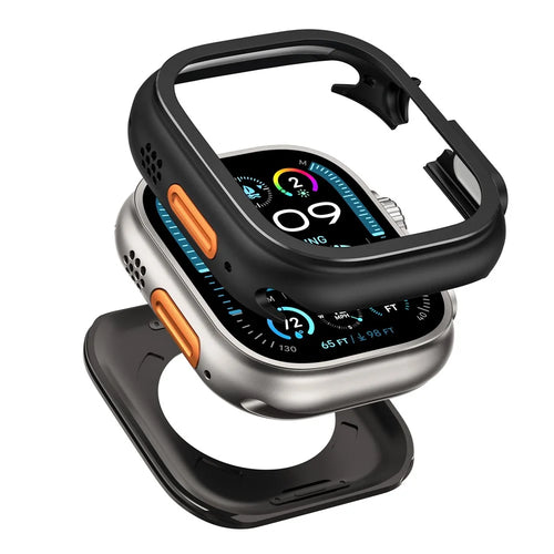 For Apple Watch Ultra 3 / Ultra 2 / Ultra 49mm Watch Case Zinc Alloy + PC Protective Cover - Black - 1